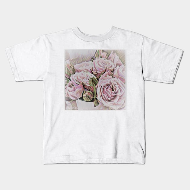 Blush Roses, Pale Roses Decor, tote bag, Pretty Roses Pillows, Pale Roses Pillow, Blush Roses Tote,  Pale Pink roses pillow, Floor pillow, roses clock, cottage style, cottage chic Kids T-Shirt by roxanegabriel